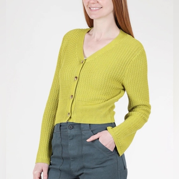 Kerisma Sz Small Saori Cardie, Moss Green Cashmere Blend Shrunken Cardigan NWOT - Picture 2 of 16